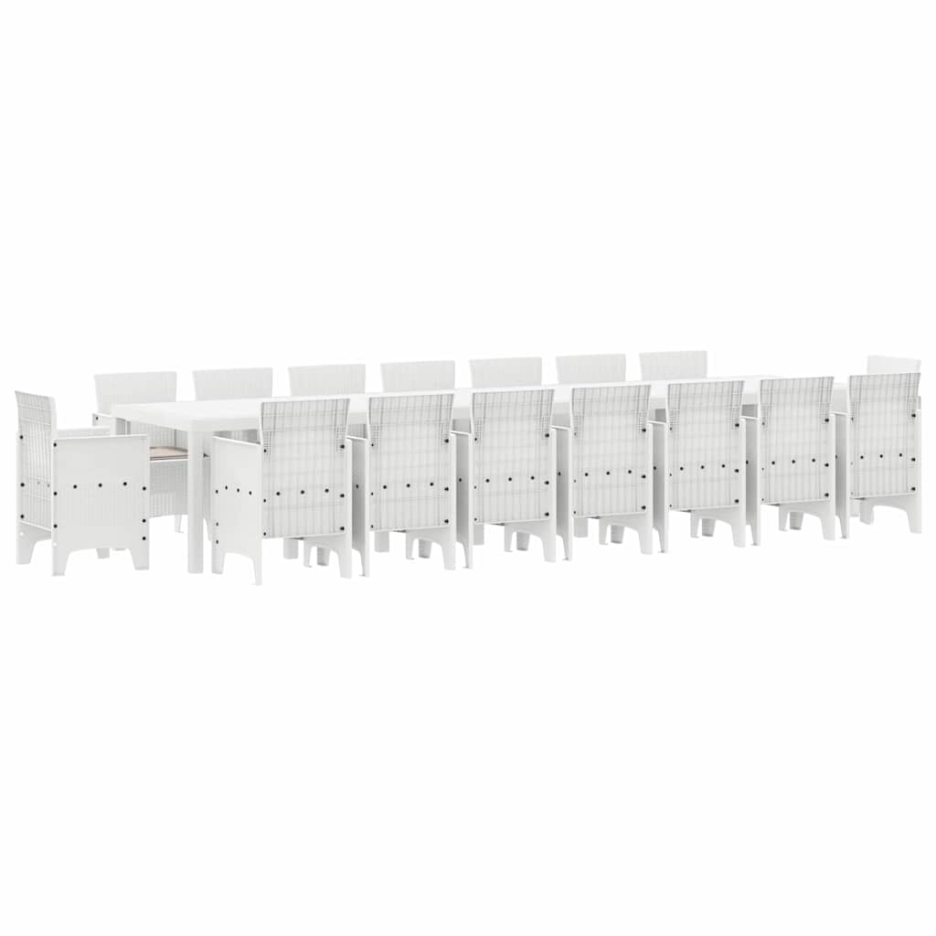 Tuin Eettafelset met kussens 17 st Wit PP