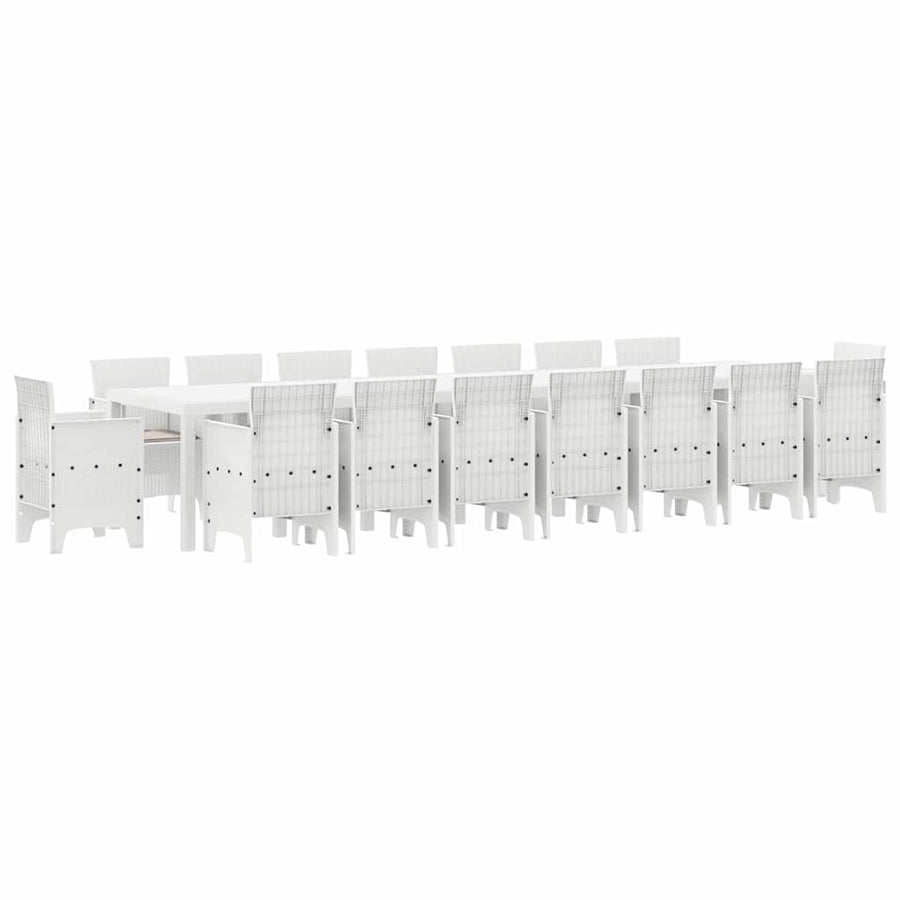 Tuin Eettafelset met kussens 17 st Wit PP