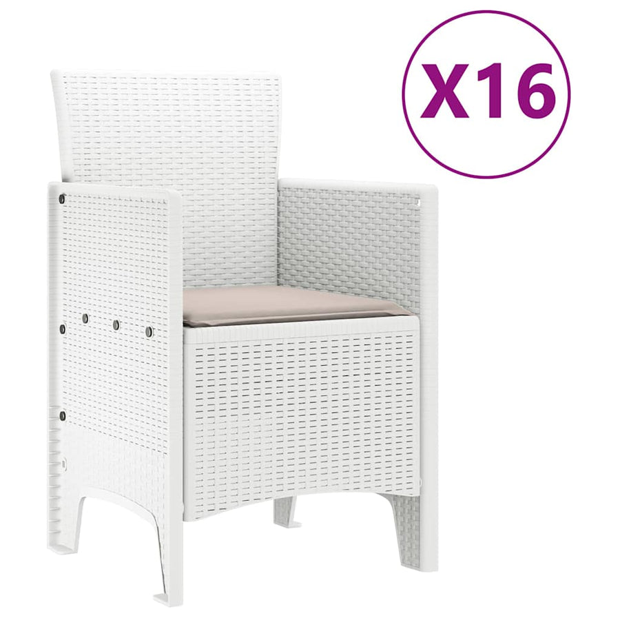 Tuin Eettafelset met kussens 17 st Wit PP