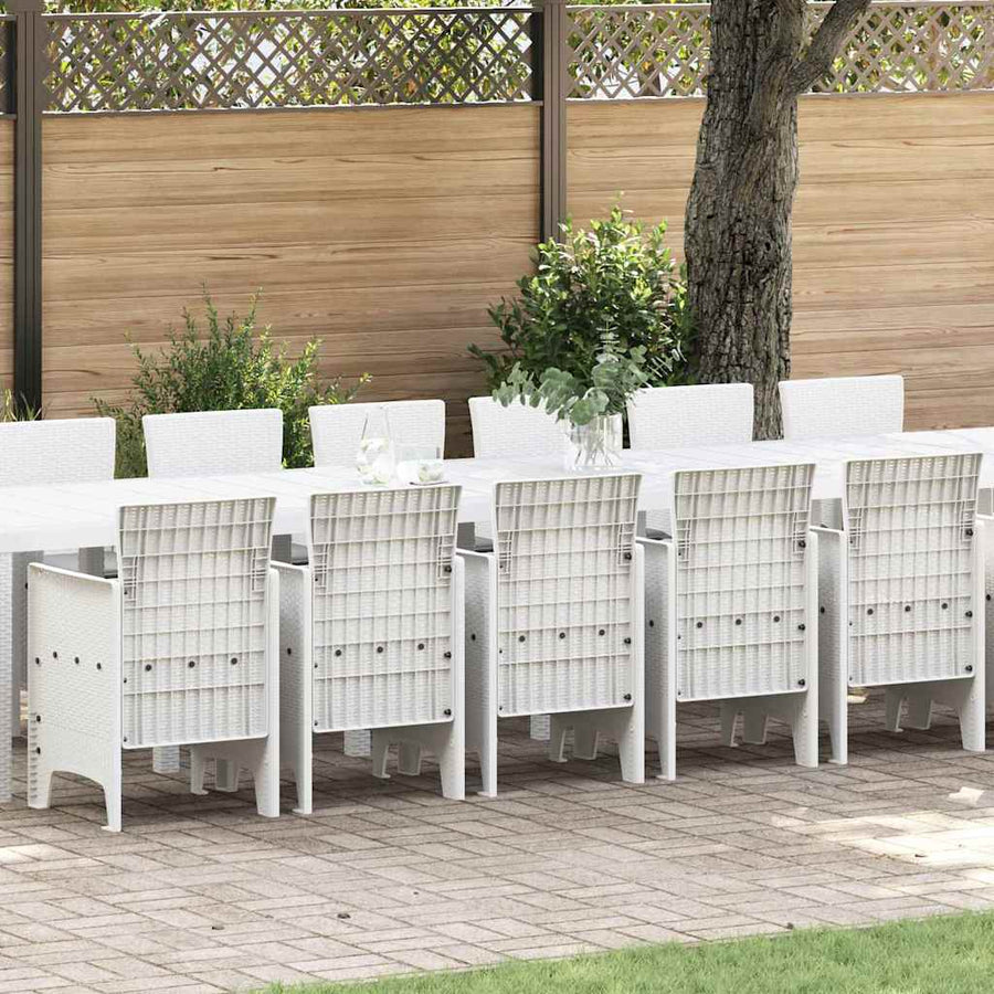 Tuin Eettafelset met kussens 17 st Wit PP