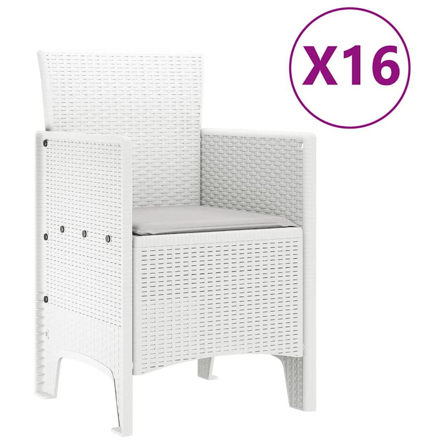Tuin Eettafelset met kussens 17 st Wit PP
