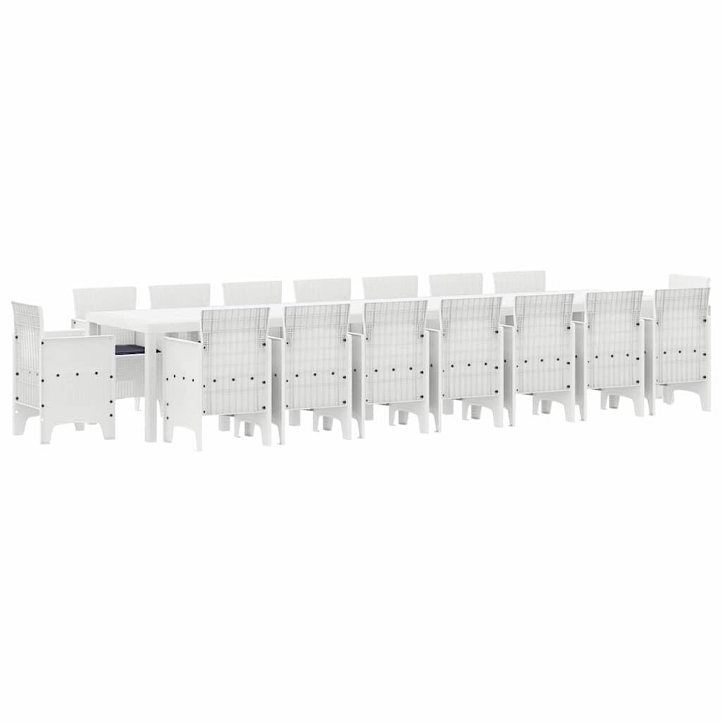 Tuin Eettafelset met kussens 17 st Wit PP