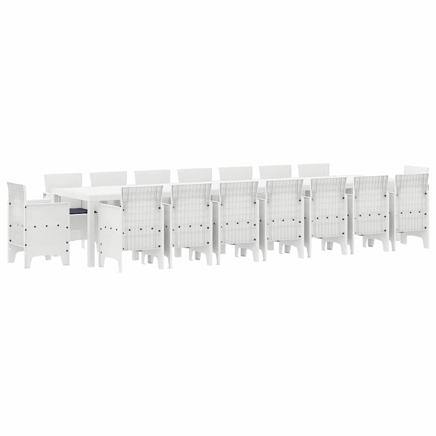 Tuin Eettafelset met kussens 17 st Wit PP