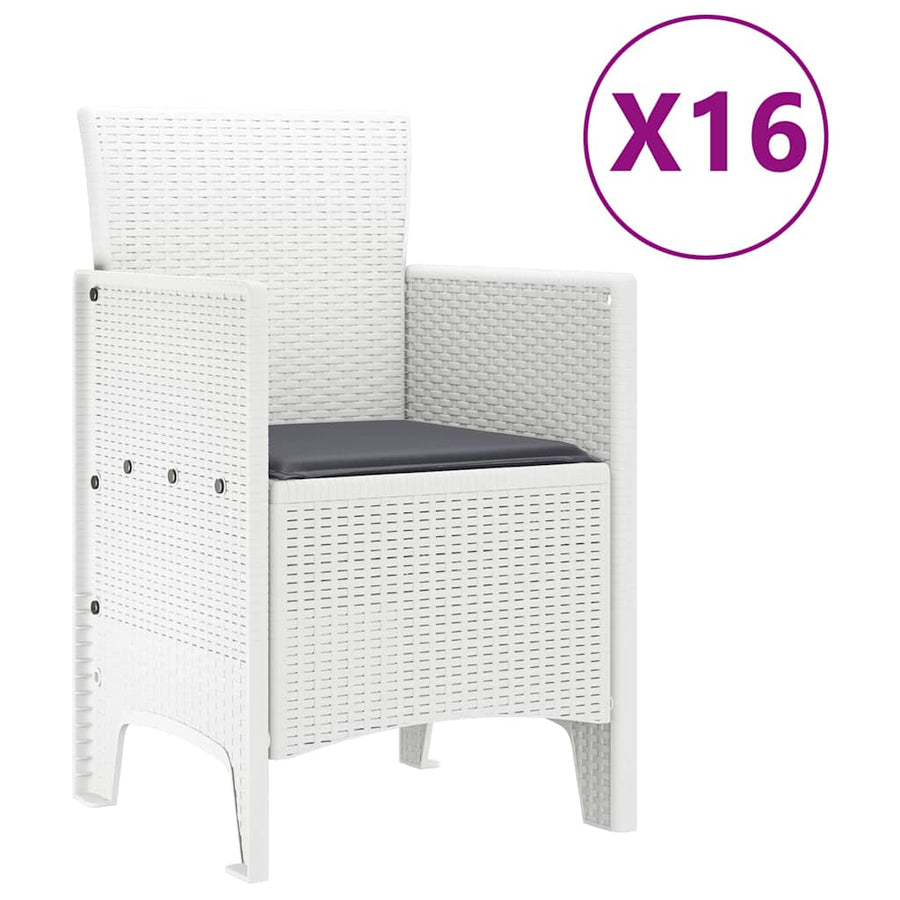 Tuin Eettafelset met kussens 17 st Wit PP