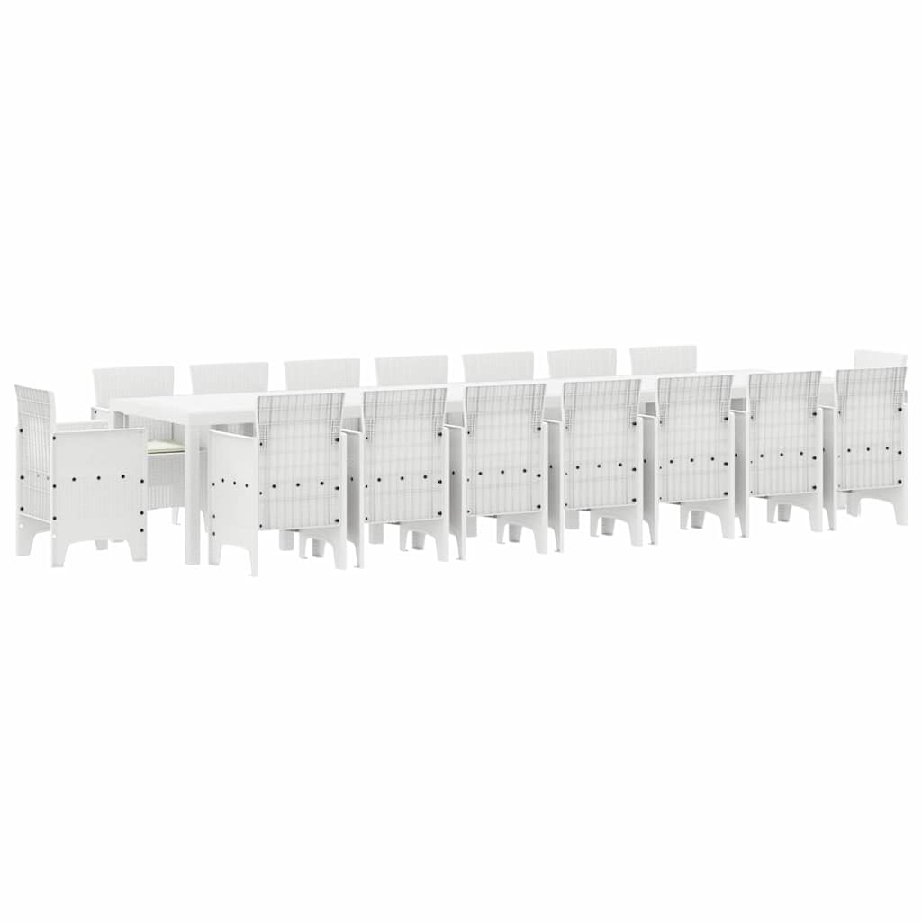 Tuin Eettafelset met kussens 17 st Wit PP