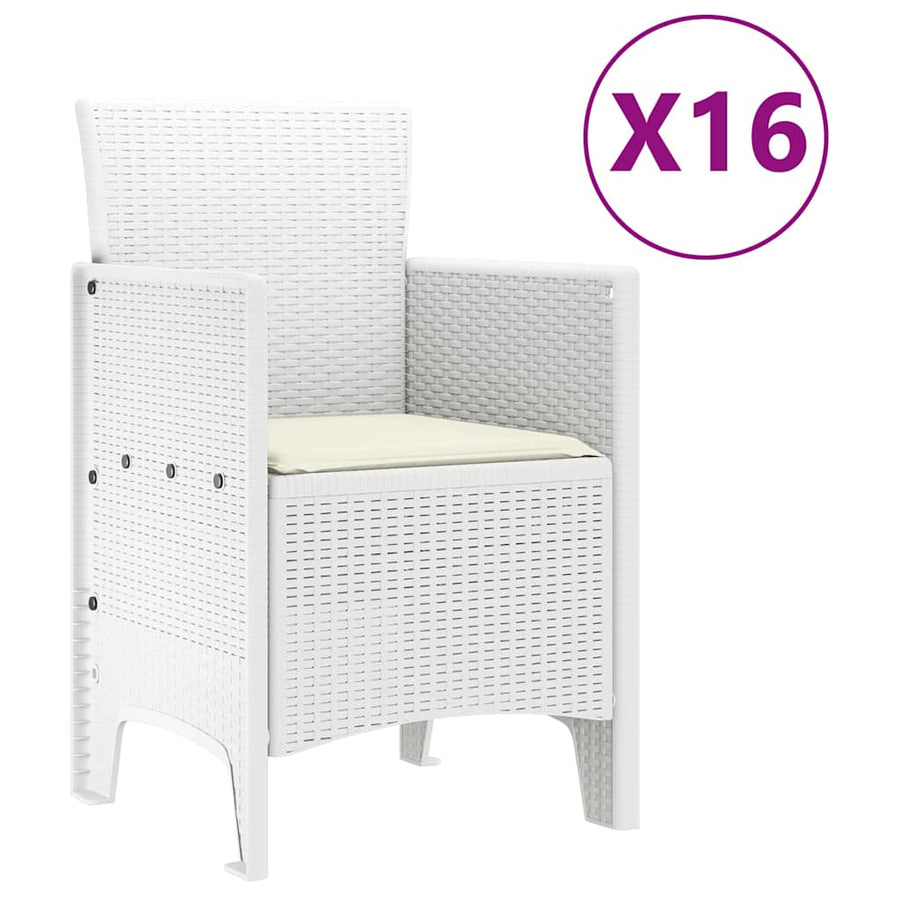 Tuin Eettafelset met kussens 17 st Wit PP