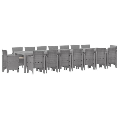 Tuin Eettafelset met kussens met kussen 17 pcs Lichtgrijs PP