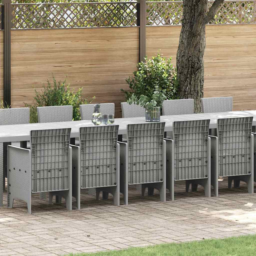 Tuin Eettafelset met kussens met kussen 17 pcs Lichtgrijs PP