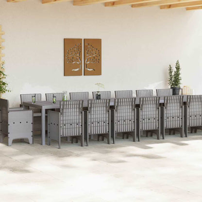Tuin Eettafelset met kussens met kussen 17 pcs Lichtgrijs PP