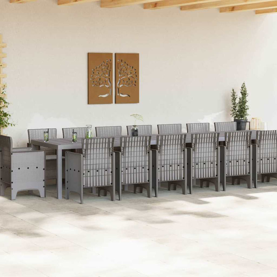Tuin Eettafelset met kussens met kussen 17 pcs Lichtgrijs PP