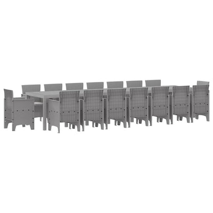Tuin Eettafelset met kussens met kussen 17 pcs Lichtgrijs PP