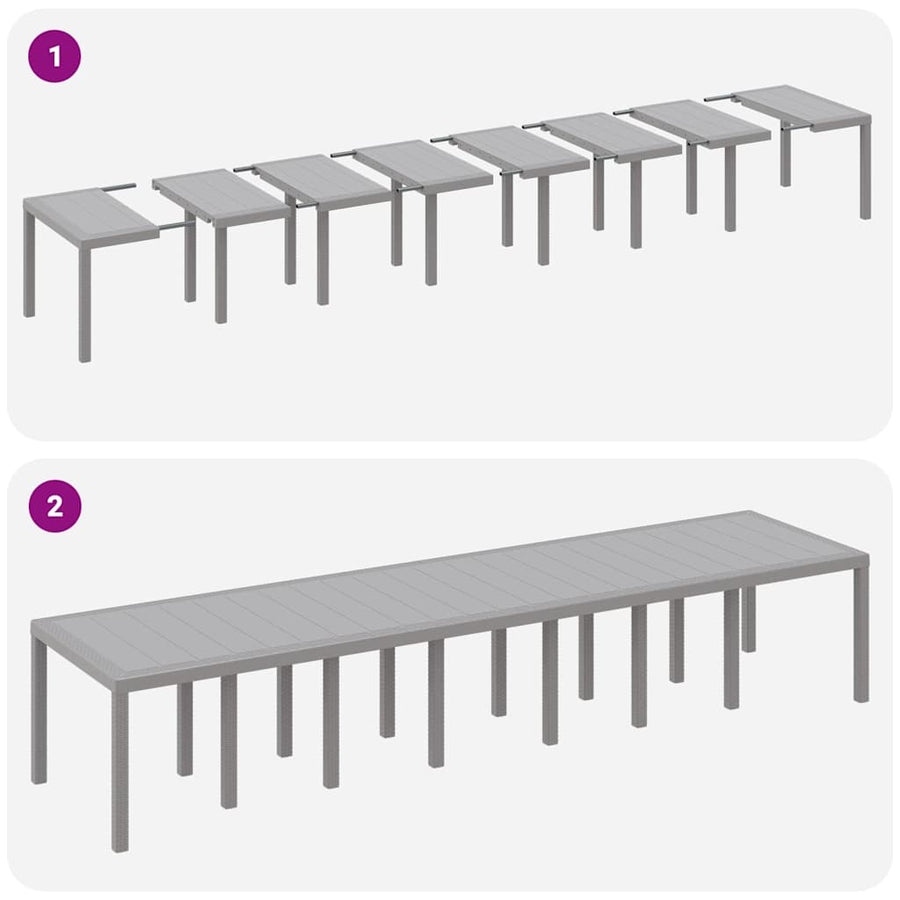 Tuin Eettafelset met kussens met kussen 17 pcs Lichtgrijs PP
