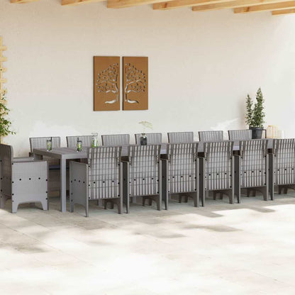 Tuin Eettafelset met kussens met kussen 17 pcs Lichtgrijs PP