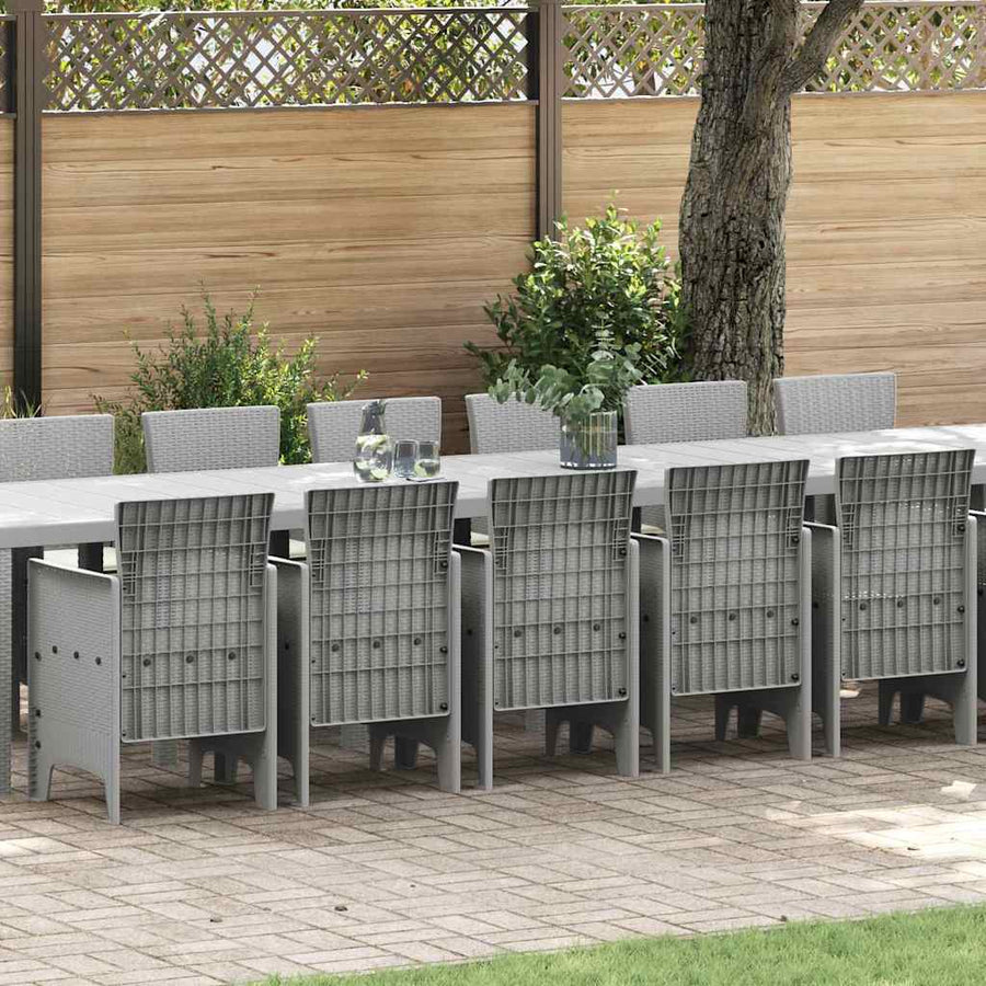 Tuin Eettafelset met kussens met kussen 17 pcs Lichtgrijs PP
