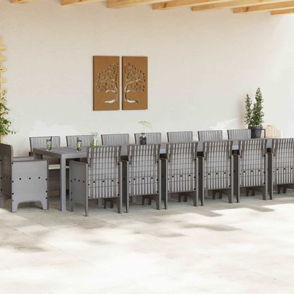 Tuin Eettafelset met kussens met kussen 17 pcs Lichtgrijs PP