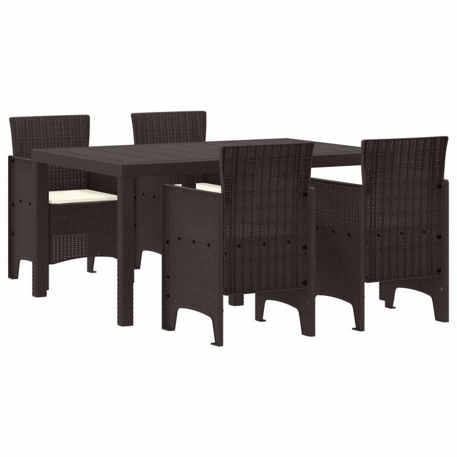 Tuin Eetset 5 pcs Bruin Polt riet