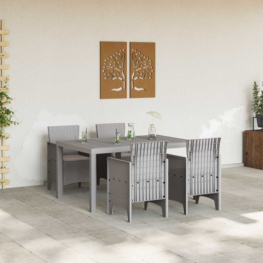 Tuin Eetset 5 st Lichtgrijs Polt riet