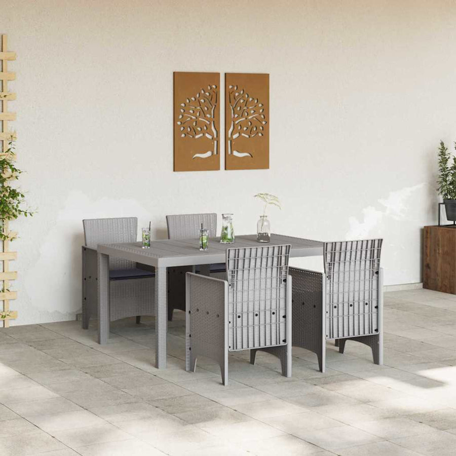 Tuin Eetset 5 st Lichtgrijs Polt riet