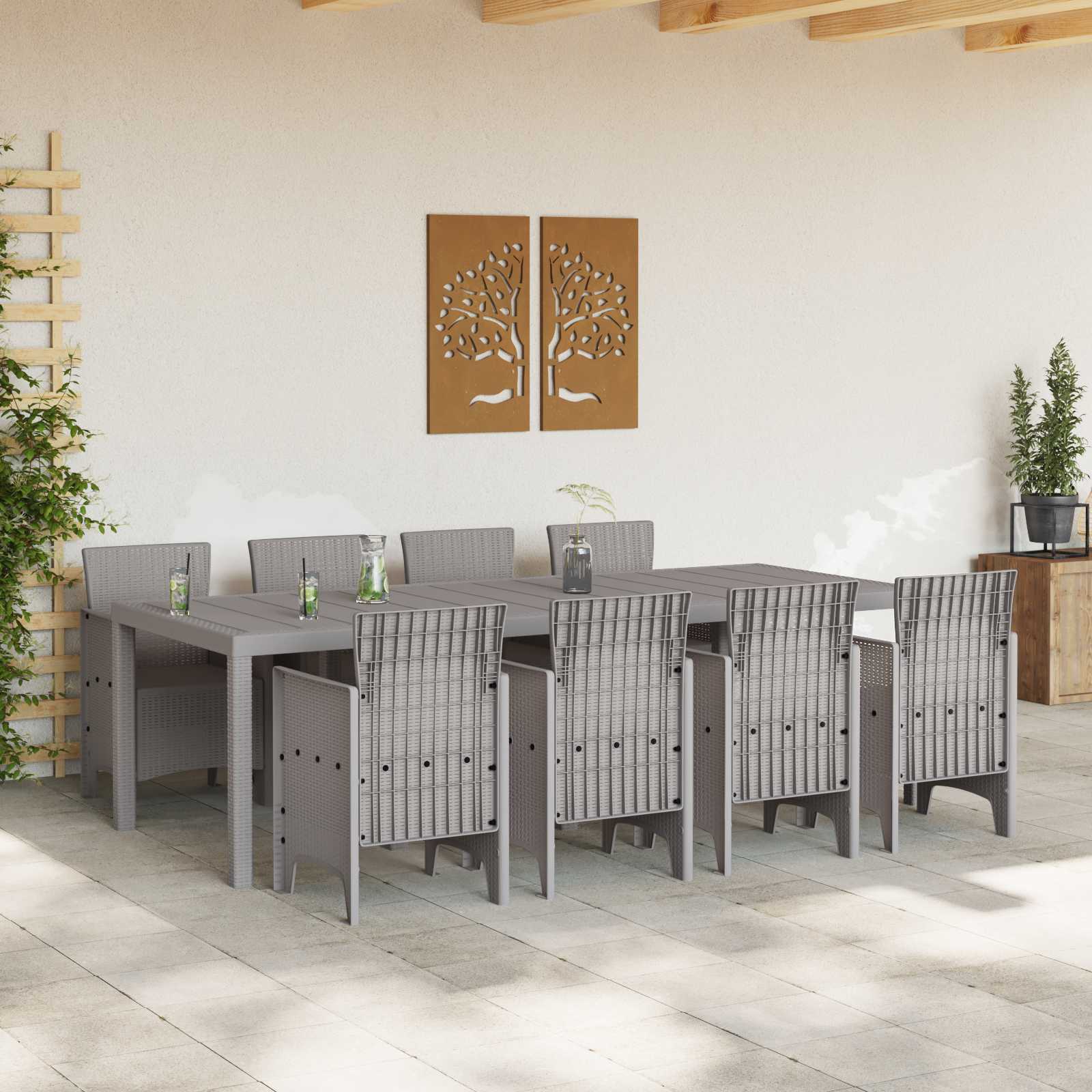 Tuin Eetset 9 st Wit Polypropyleen