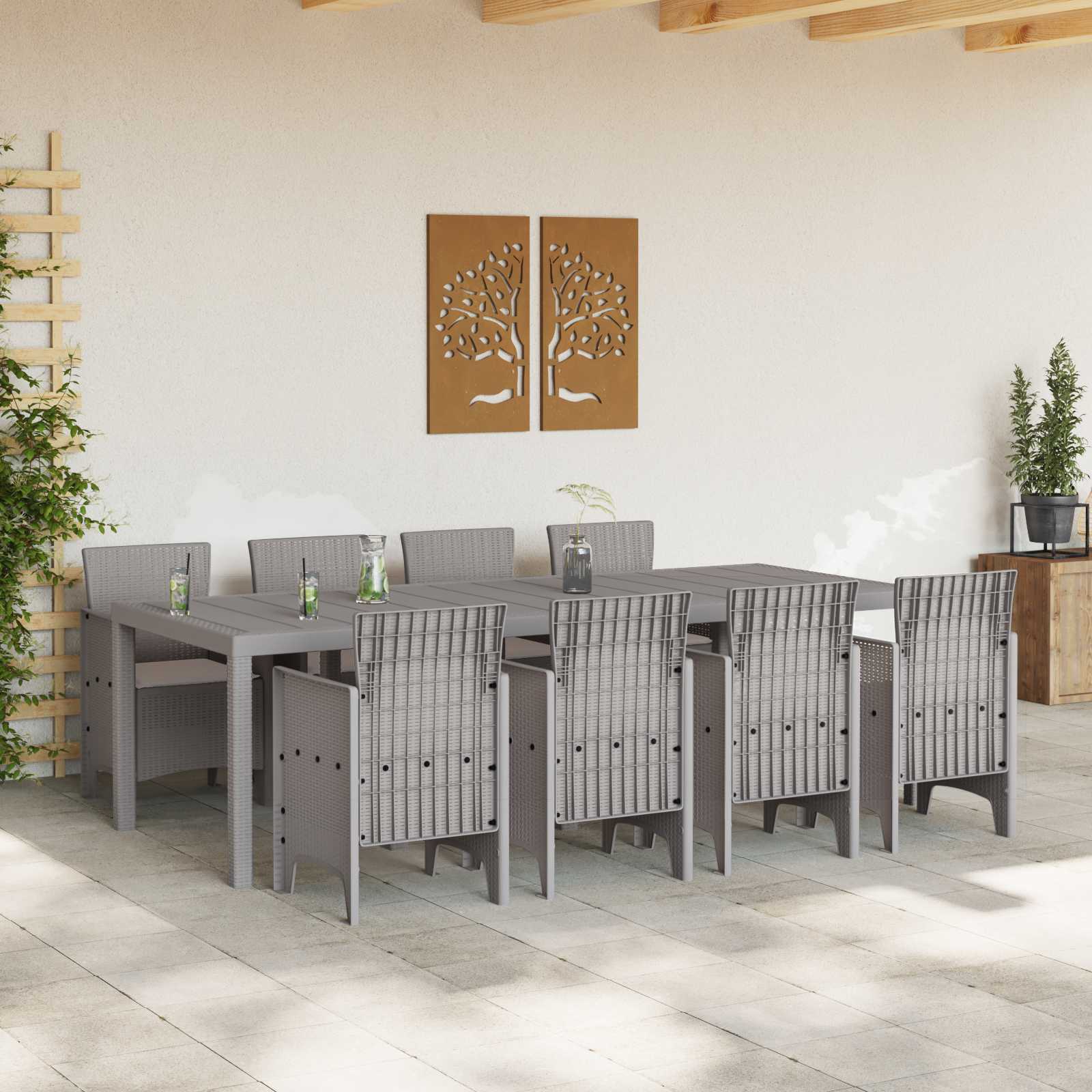 Tuin Eetset 9 st Wit Polypropyleen