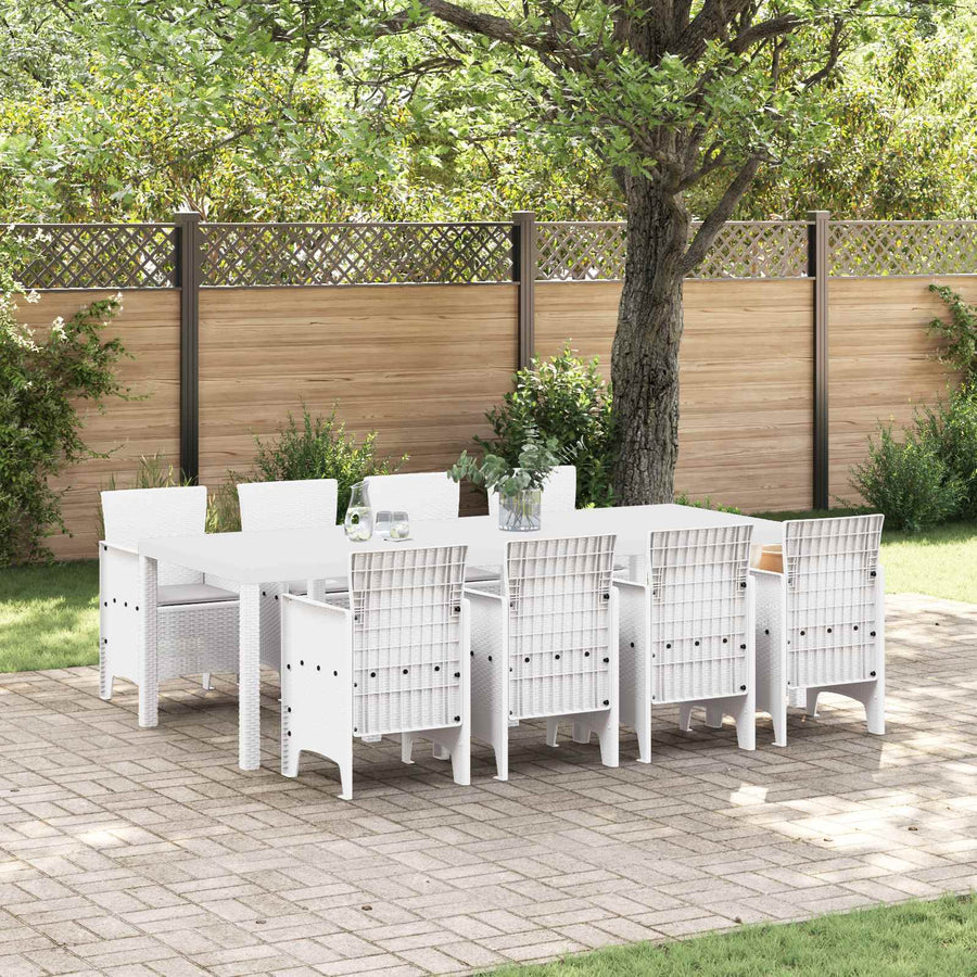 Tuin Eetset 9 st Wit Polypropyleen