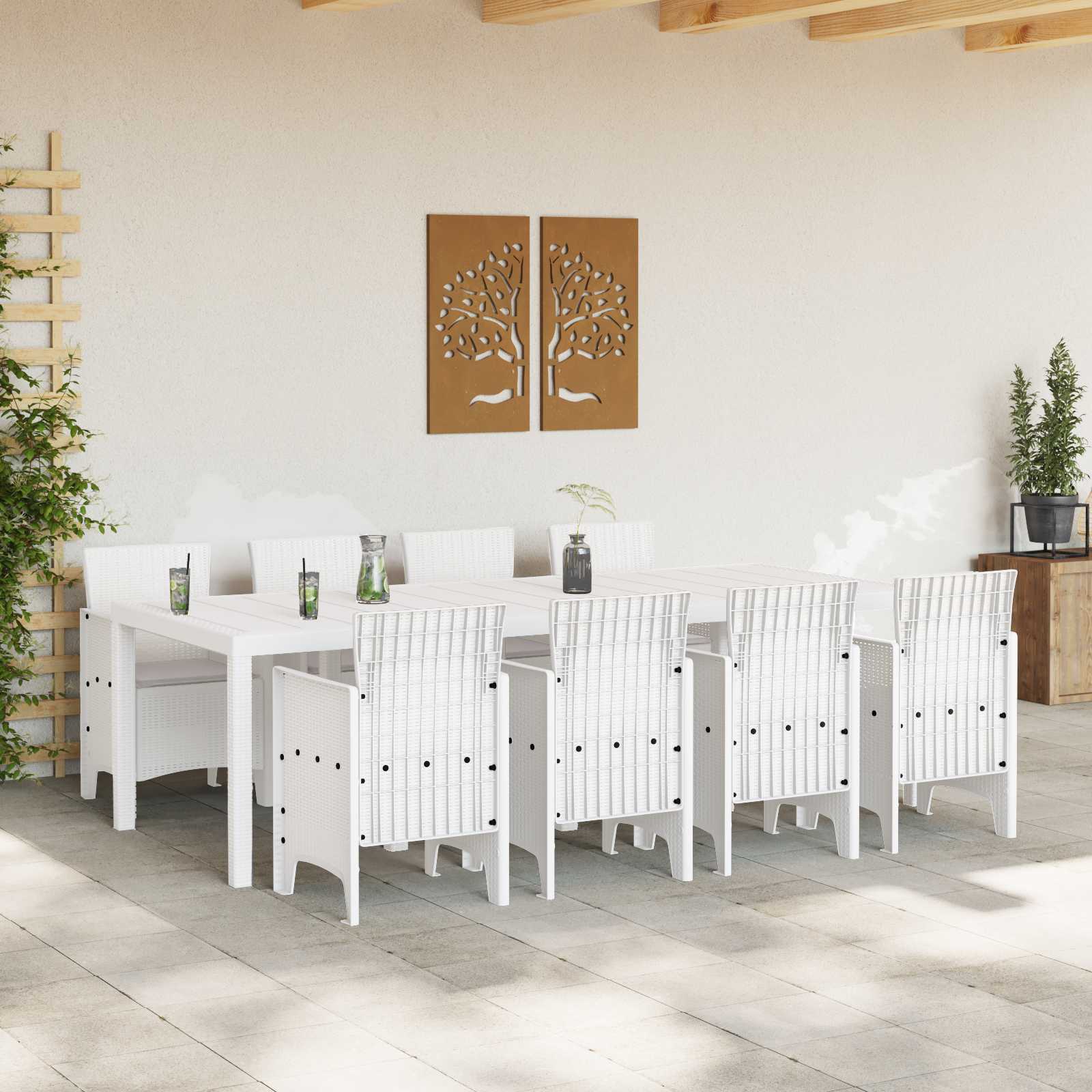 Tuin Eetset 9 st Wit Polypropyleen