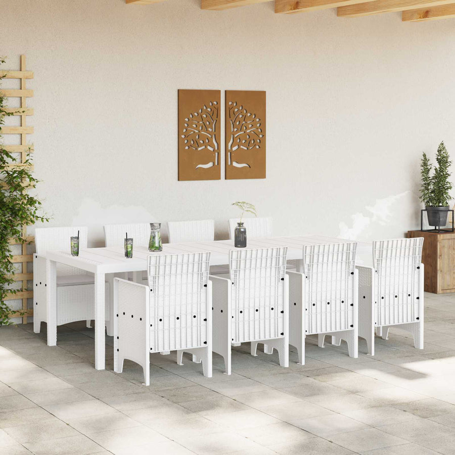 Tuin Eetset 9 st Wit Polypropyleen