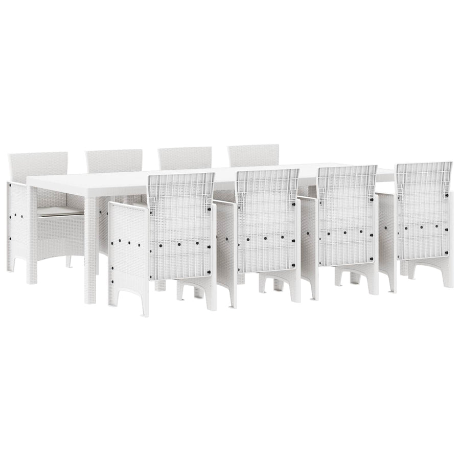 Tuin Eetset 9 st Wit Polypropyleen