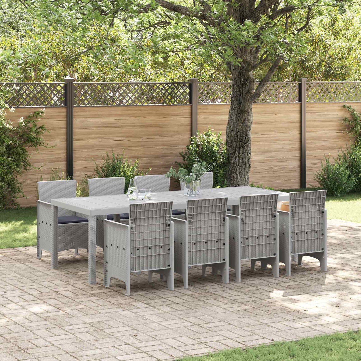 Tuin Eetset 9 st Wit Polypropyleen