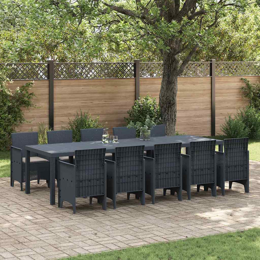 Tuin Eetset 11 pcs Antraciet 300 x 100 x 73 cm Poly riet