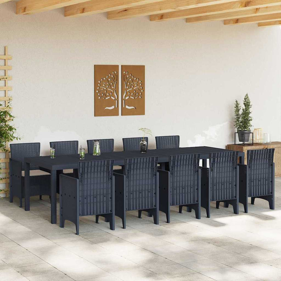 Tuin Eetset 11 pcs Antraciet 300 x 100 x 73 cm Poly riet