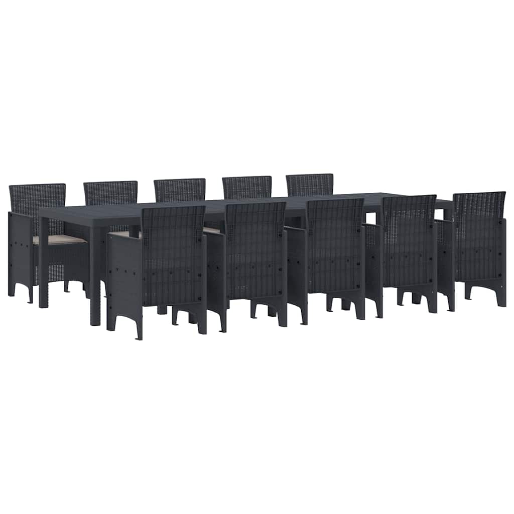 Tuin Eetset 11 pcs Antraciet 300 x 100 x 73 cm Poly riet