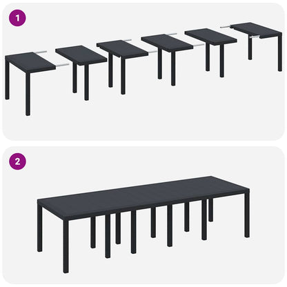 Tuin Eetset 11 pcs Antraciet 300 x 100 x 73 cm Poly riet