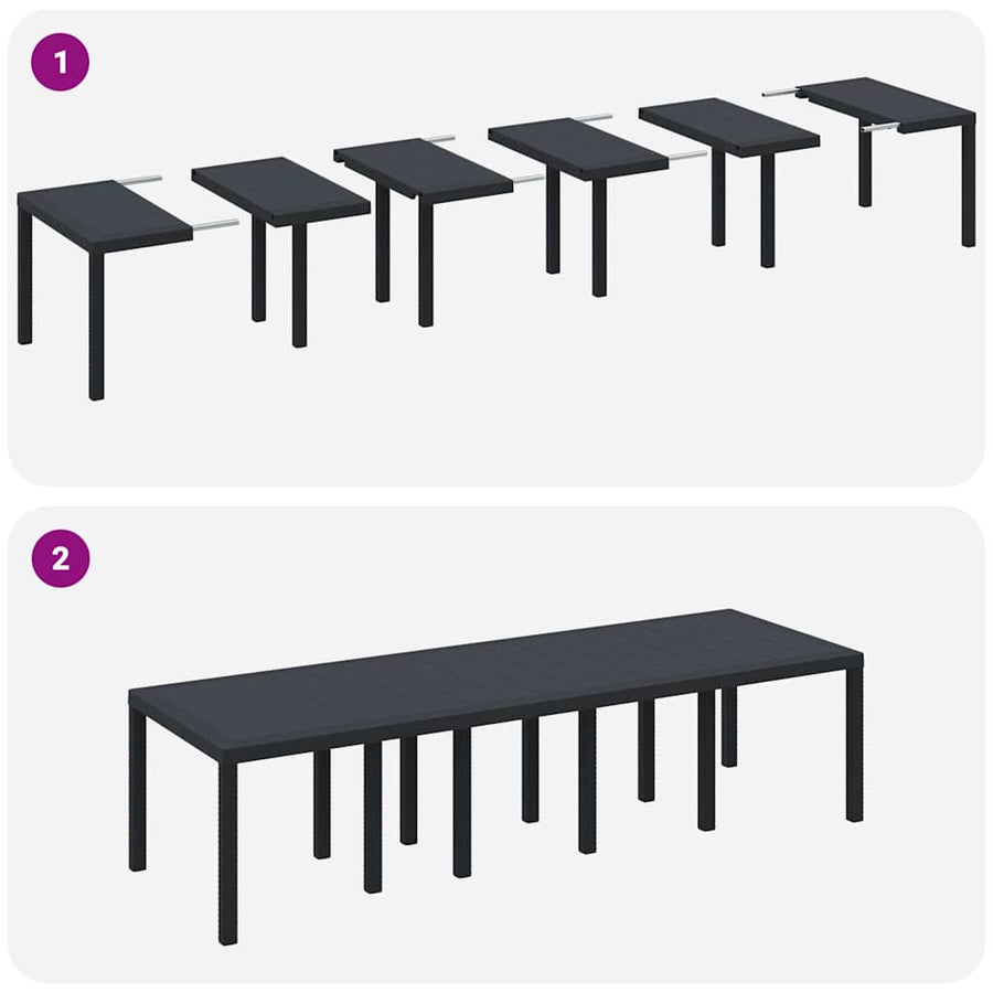 Tuin Eetset 11 pcs Antraciet 300 x 100 x 73 cm Poly riet
