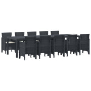 Tuin Eetset 11-delig poly rattan aluminium antraciet crème