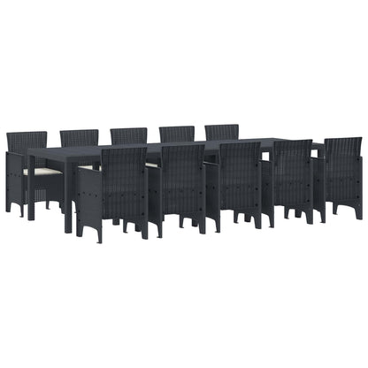Tuin Eetset 11 pcs Antraciet en Crème Poly rattan en Aluminium