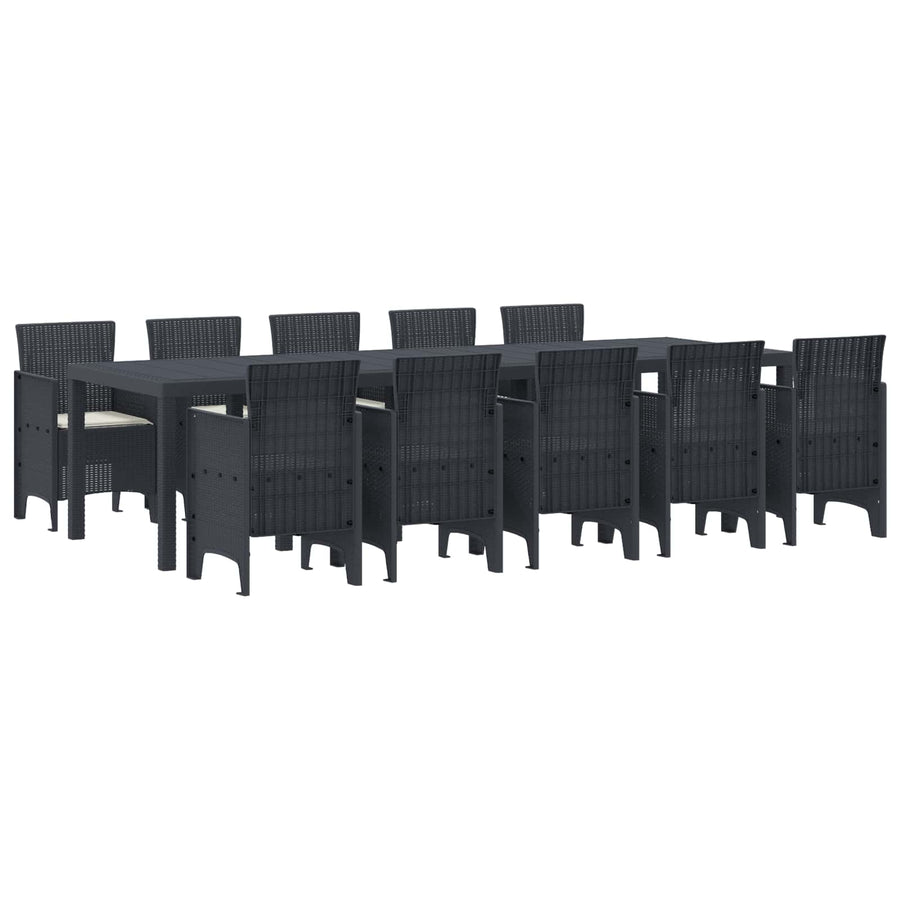 Tuin Eetset 11 pcs Antraciet en Crème Poly rattan en Aluminium