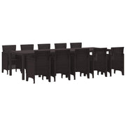 Garden Dining Set with Cushions 11 pcs Brown Rattan