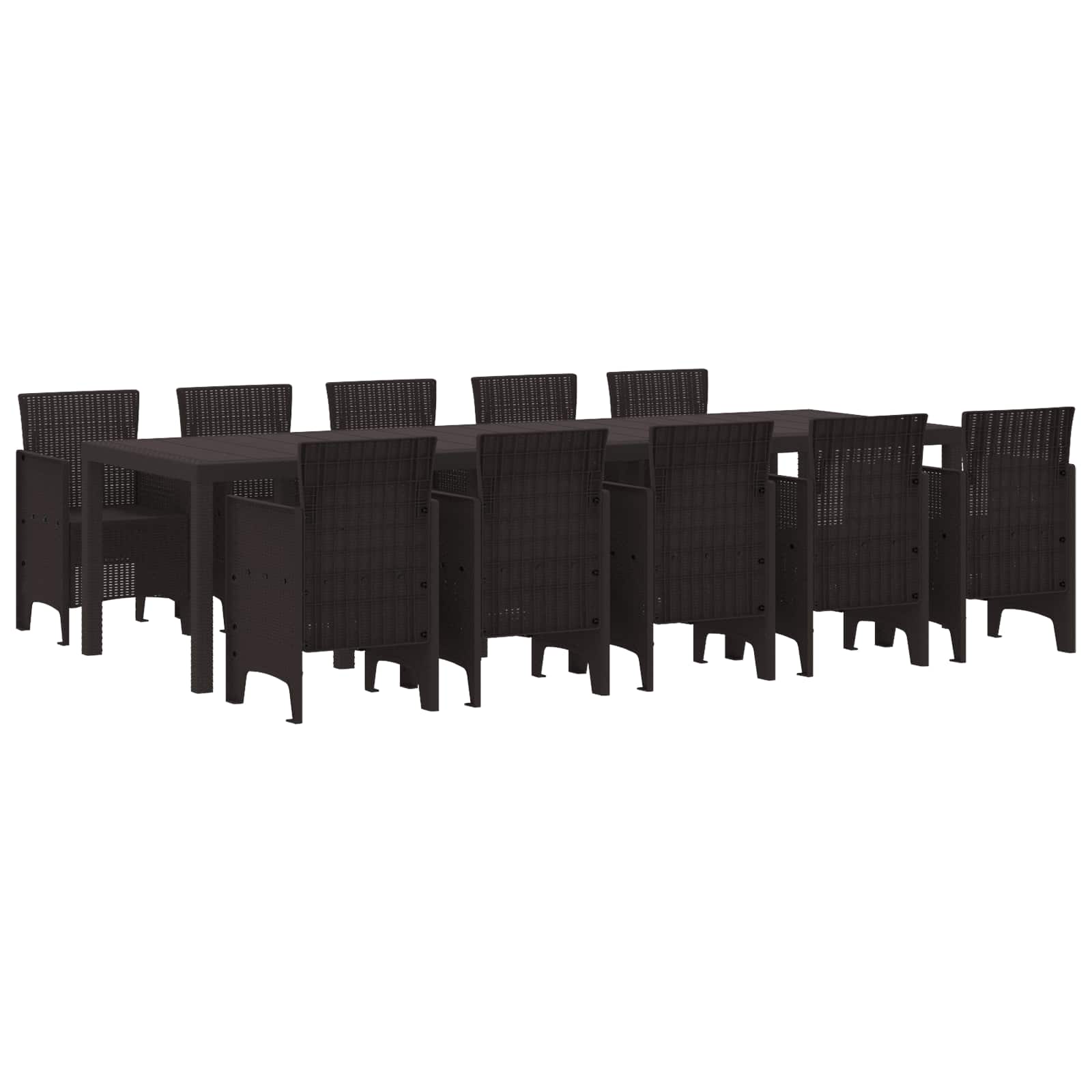 Tuin Eetset met kussen 11 pcs Bruin Rattan