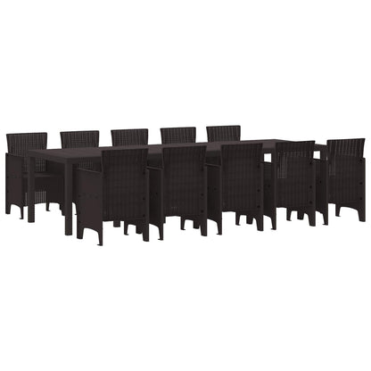 Tuin Eetset met kussen 11 pcs Bruin Rattan