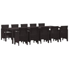 Garden Dining Set with Cushions 11 pcs Brown and Light Grey Poly Rattan