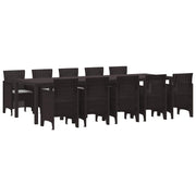 Tuin Eetset 11-delig poly riet bruin lichtgrijs