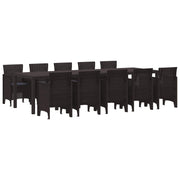 Tuin Eetset 11-delig poly rattan bruin antraciet