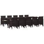 Garden Dining Set with Cushions 11 pcs Brown and Cream Rattan
