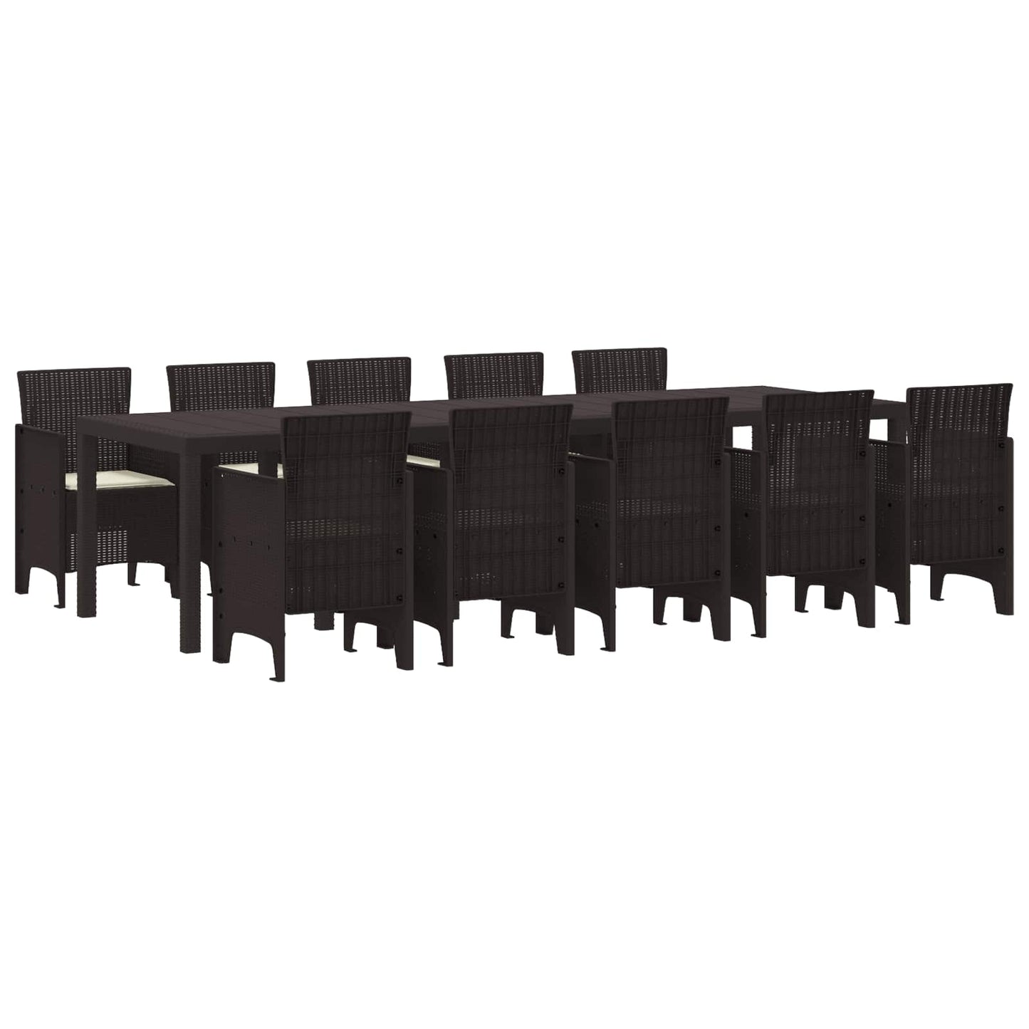 Tuin Eetset met kussen 11 pcs Bruin en Crème Rattan