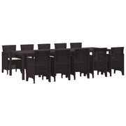 Garden Dining Set with Cushions 11 pcs Brown and Cream Rattan