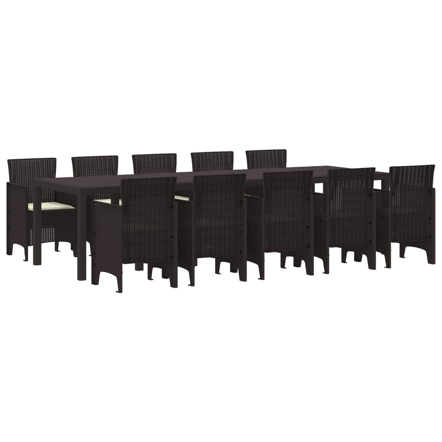 Tuin Eetset met kussen 11 pcs Bruin en Crème Rattan