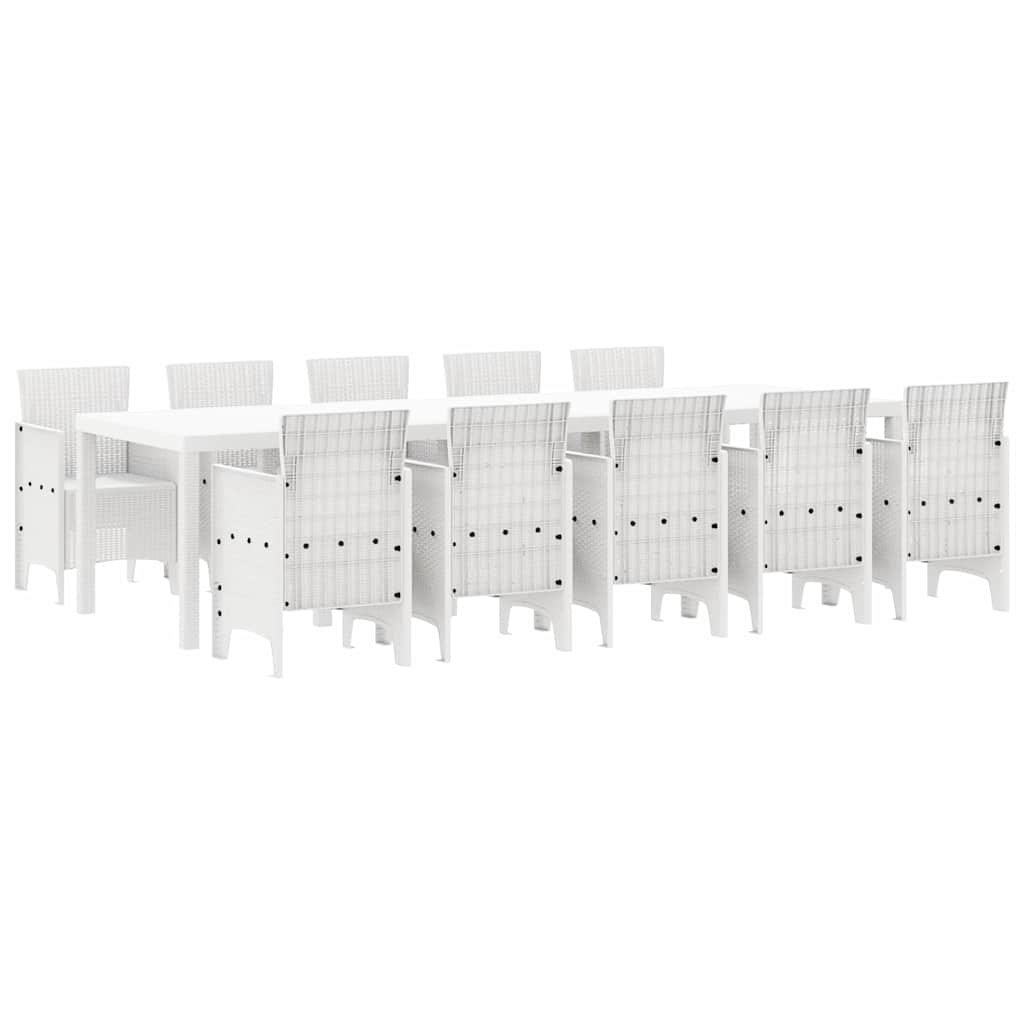 Tuin Eetset 11 pcs Wit Rattan en Staal