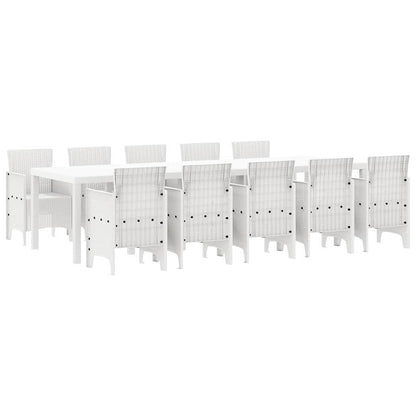 Tuin Eetset 11 pcs Wit Rattan en Staal