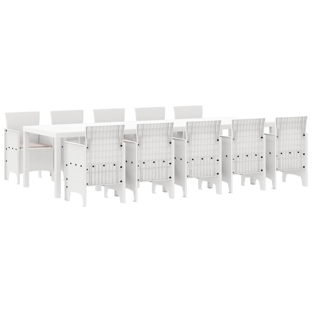 Tuin Eetset met kussen 11 pcs Wit en Taupe Synthetisch riet